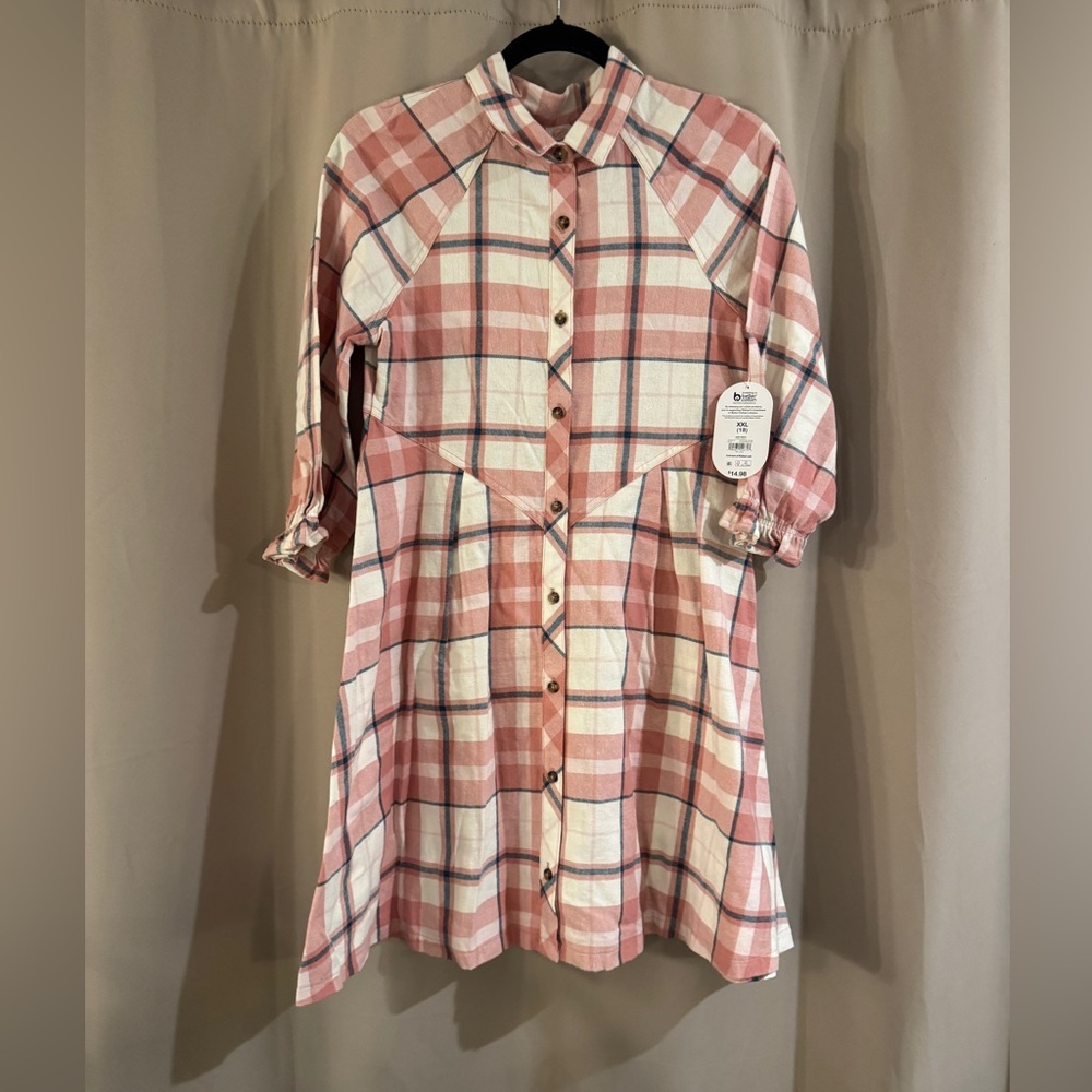 NWT Wonder Nation Pink and White Plaid Shirt